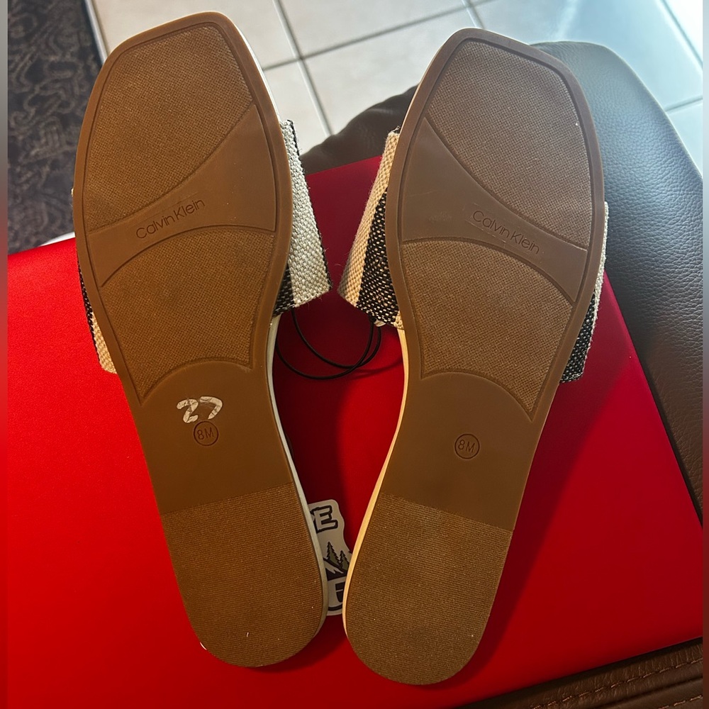 Calvin Klein Striped Slide Sandals Brand New Never Worn Tied Together Size 8 - Picture 5 of 5